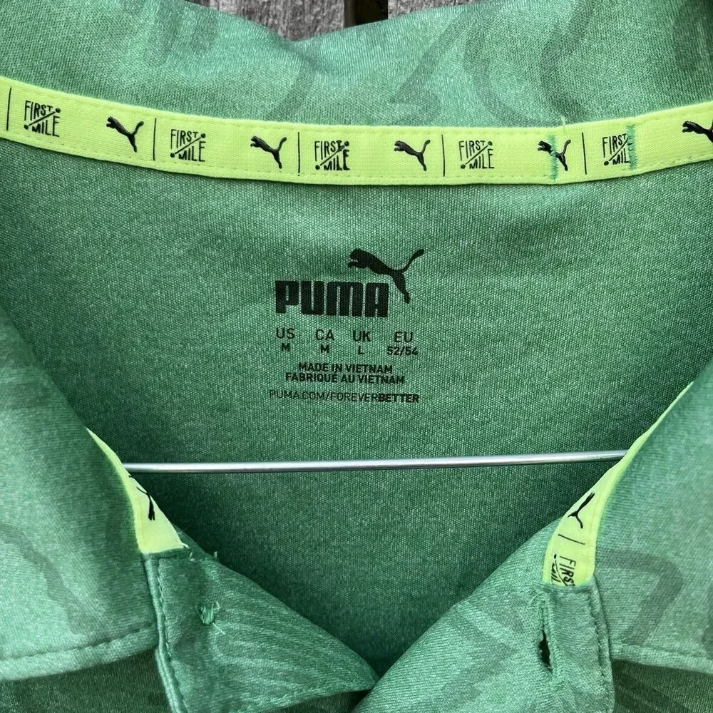 Puma X First Mile Golf Polo Mens Medium Green Desert Southwestern Performance